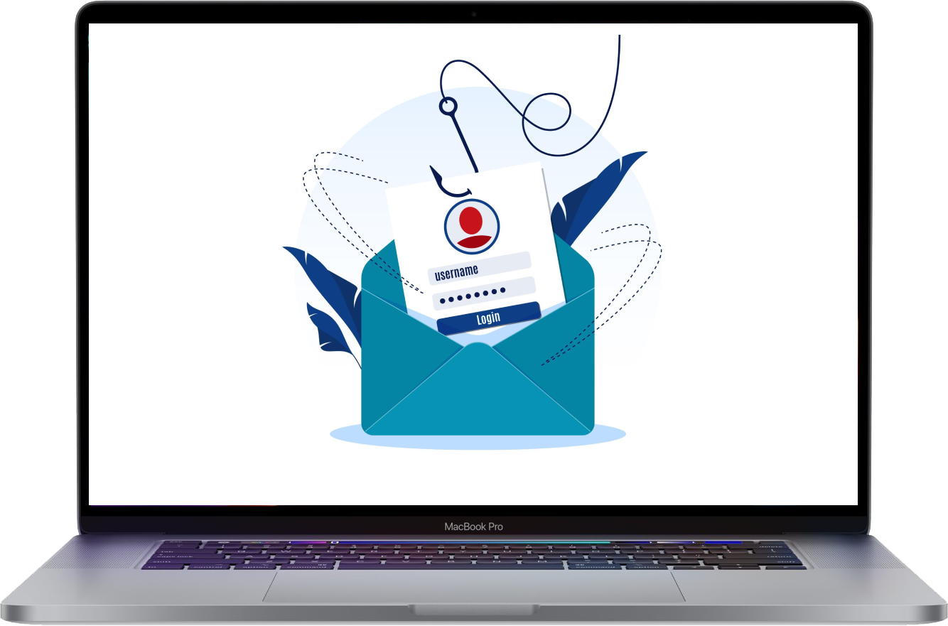 phishing email on laptop